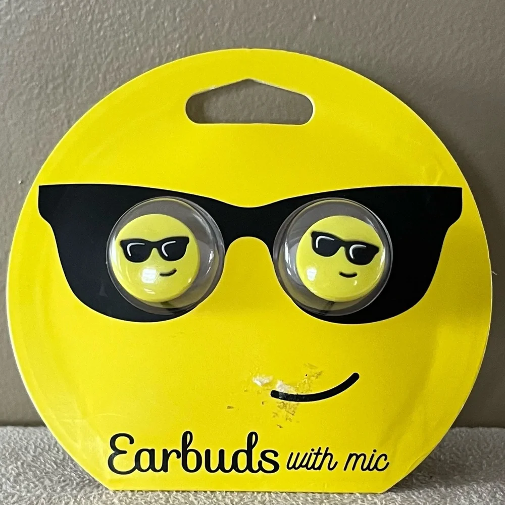 Emoji Earbuds with Mic - Yellow and Black